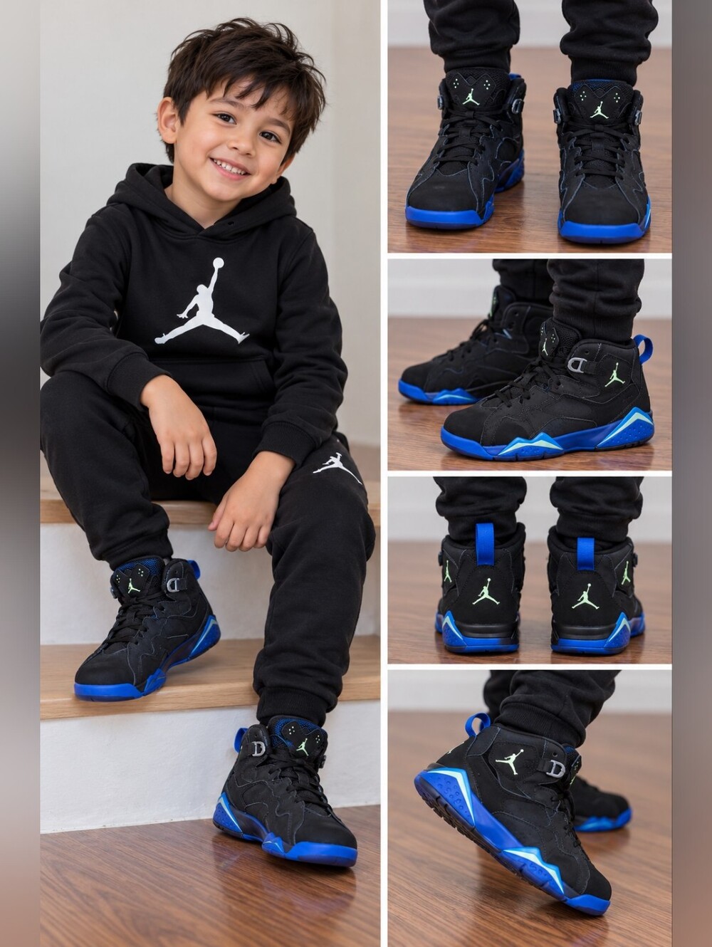 Air Jordan True Flight Gs Black Hyper Royal | US 3Y